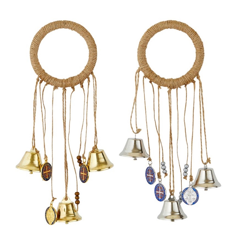Saint Benedict Home Protector Door Knob Gold and Silver Hanging Bells set NIB